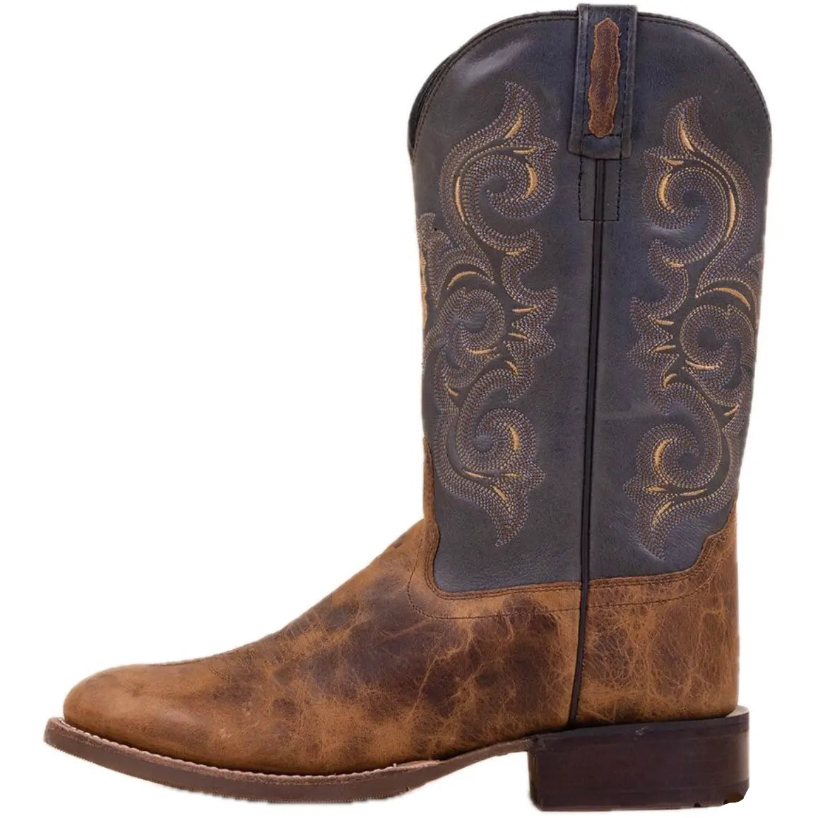 Brown and gray cowboy boot.