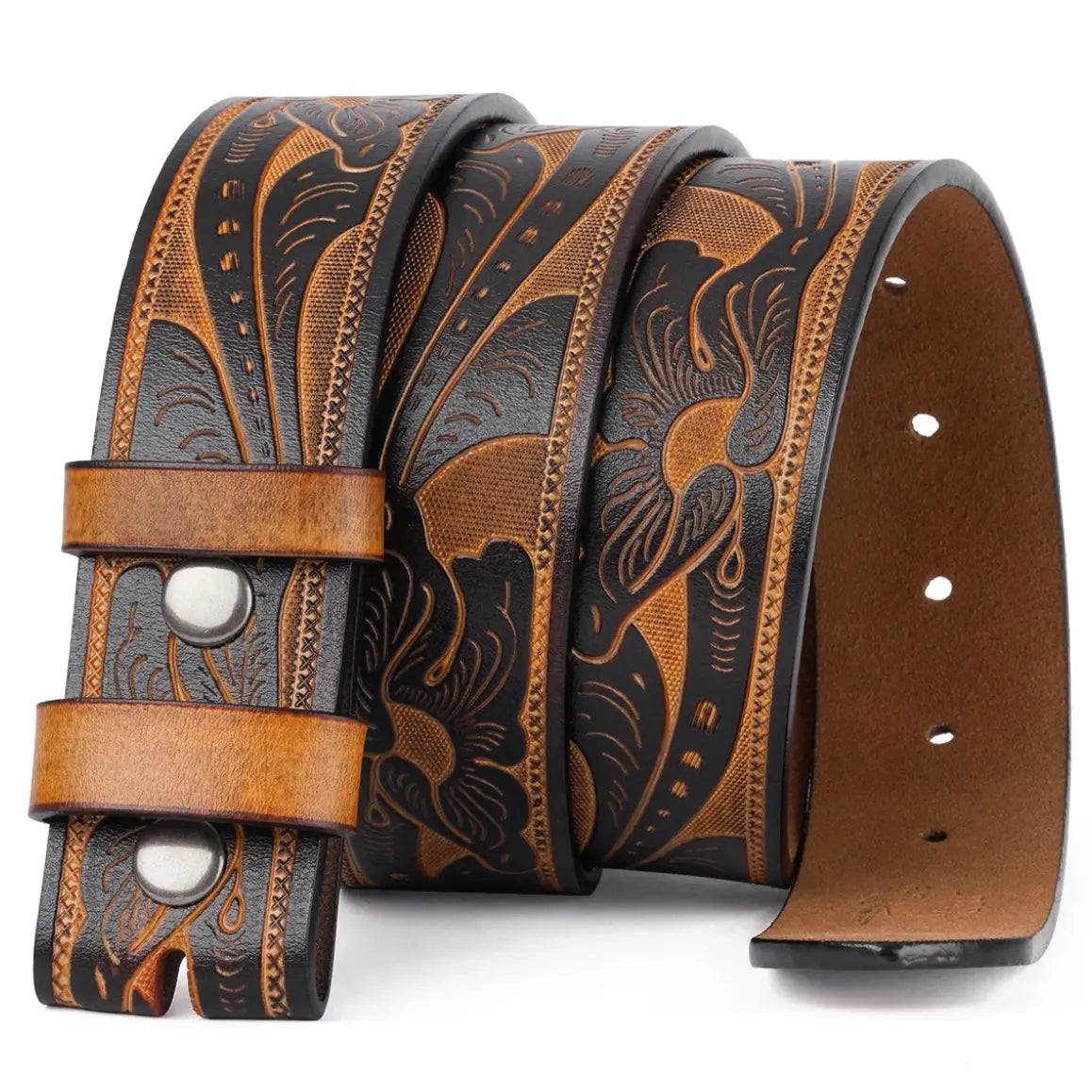 Embossed leather belt.
