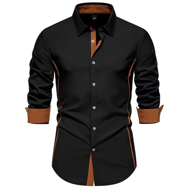 Black and brown long-sleeved shirt.
