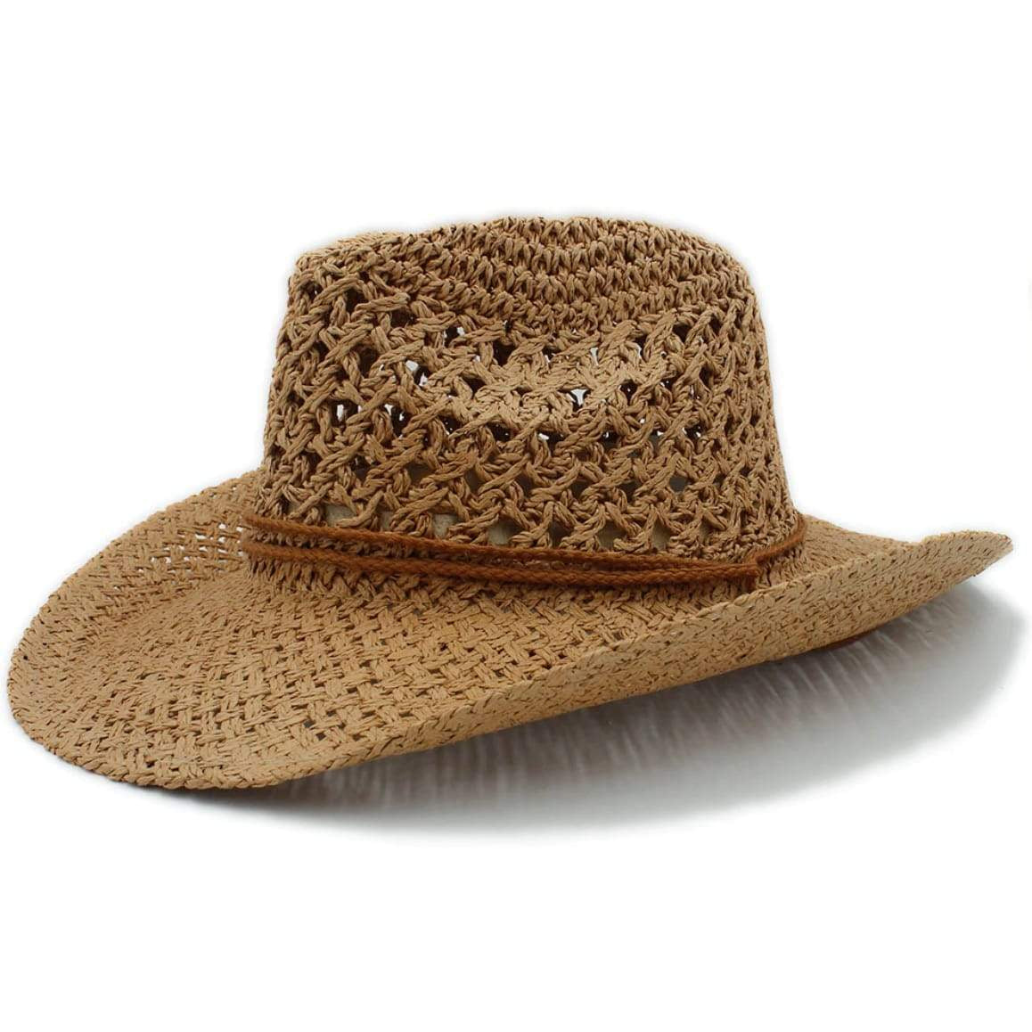 Woven straw cowboy hat.