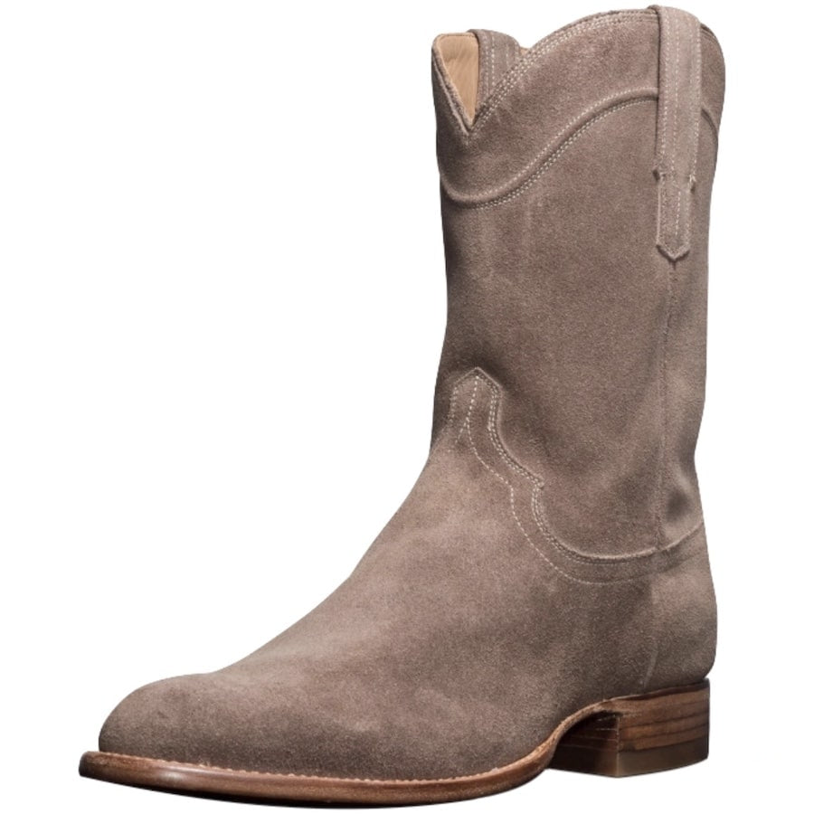 Taupe suede cowboy boot.