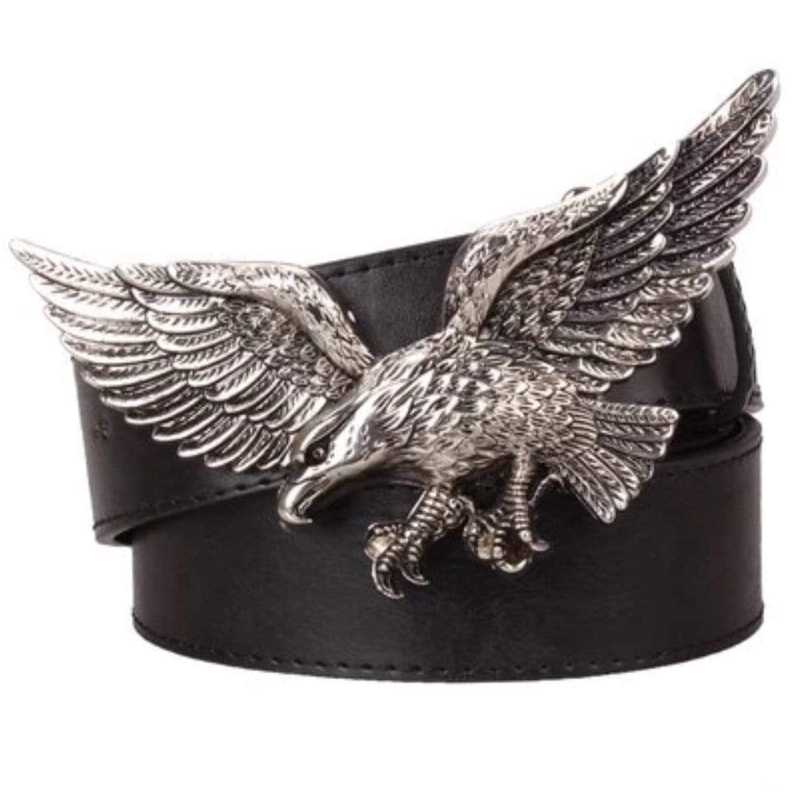Black belt with silver eagle buckle.