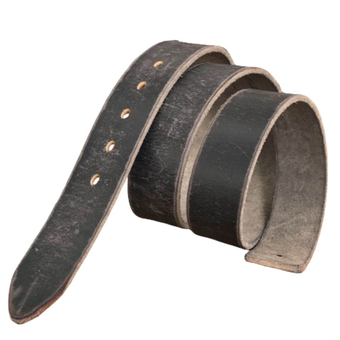 Rolled up black leather belt with holes.