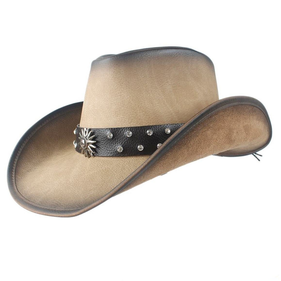 Bi-Colour Leather Cowboy Hat for Men