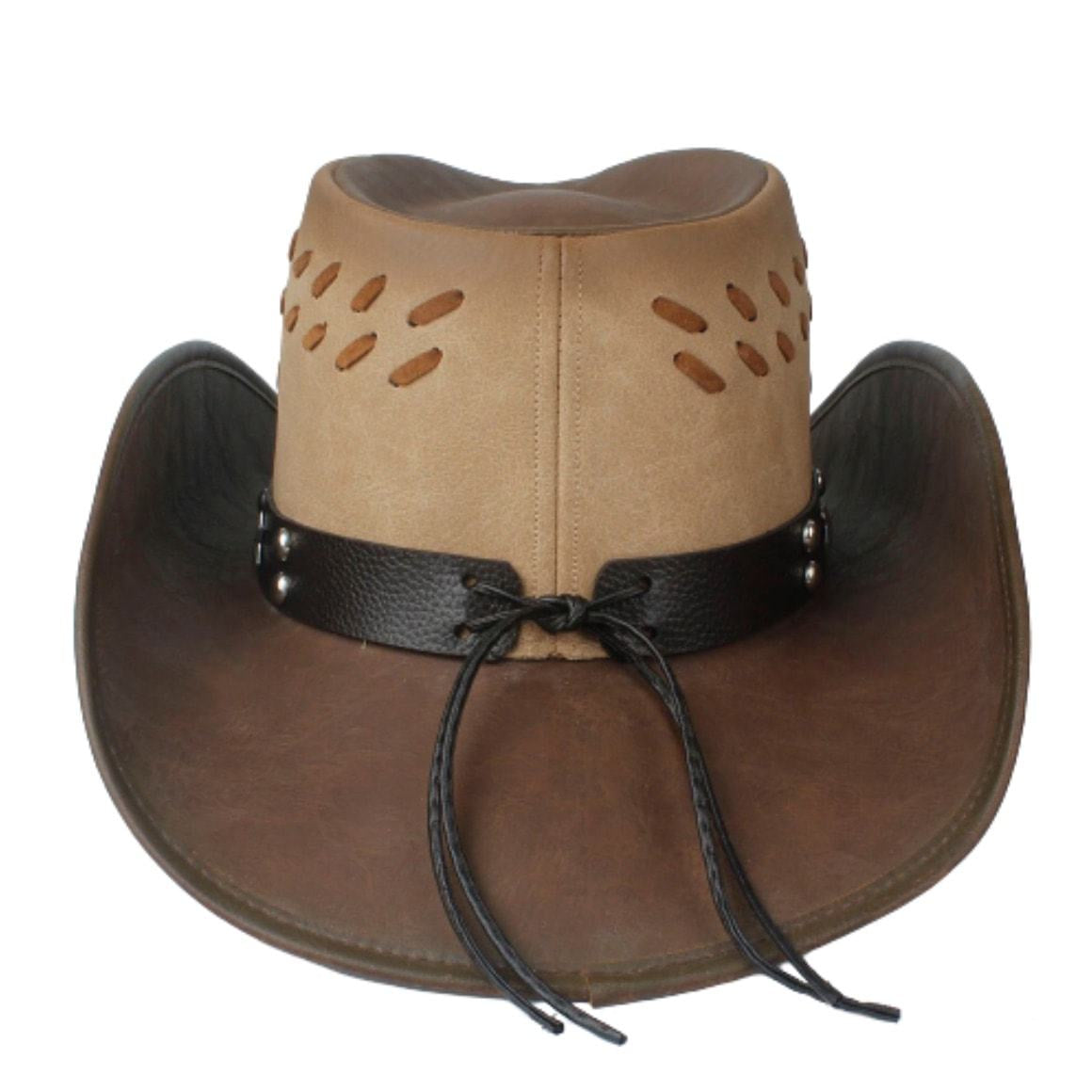 Brown Leather Cowboy Hat
