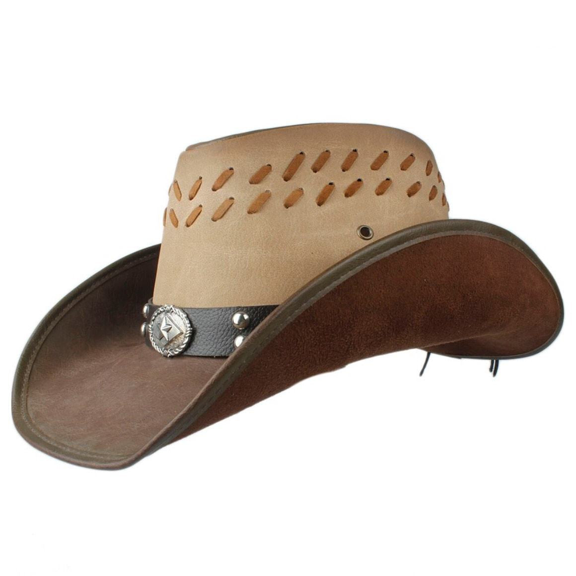 Brown Leather Cowboy Hat