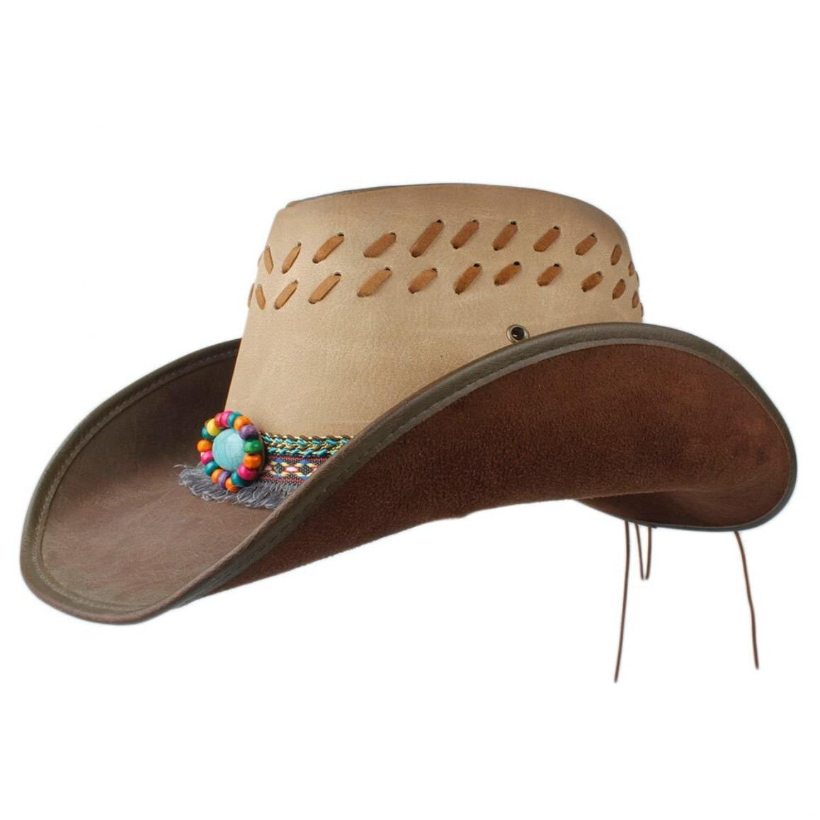 Brown Leather Cowboy Hat for Women