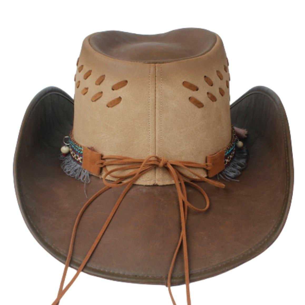 Brown Leather Cowboy Hat for Women