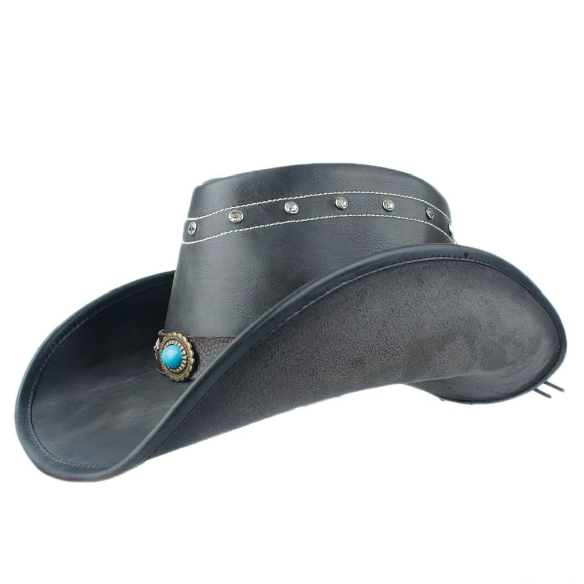 Black Leather Cowboy Hat