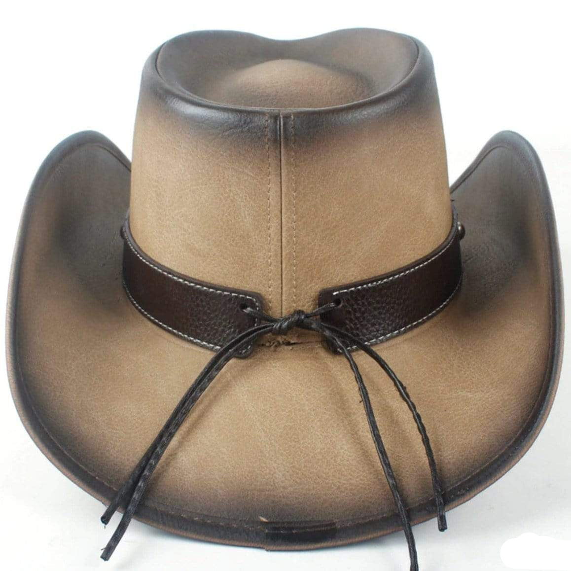Aged Leather Western Hat