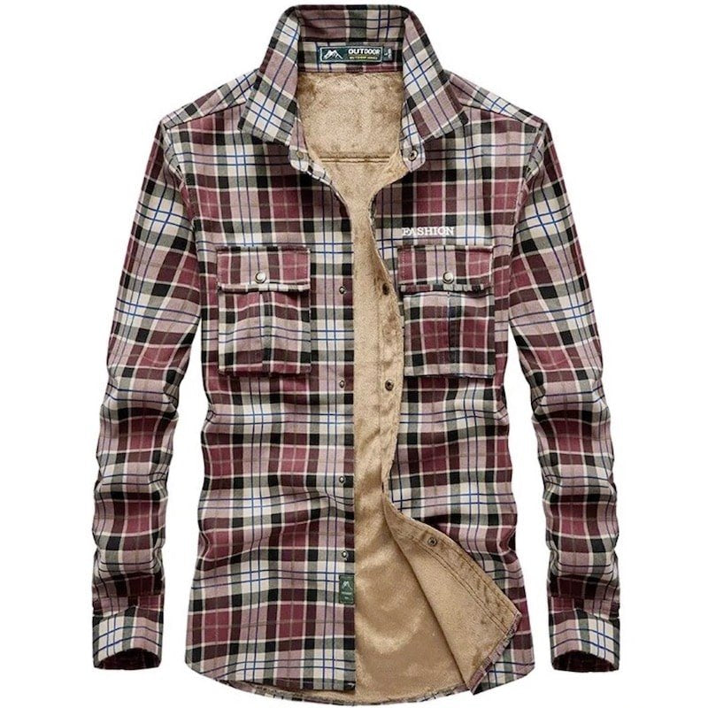 Flannel shirt with a fleece lining.