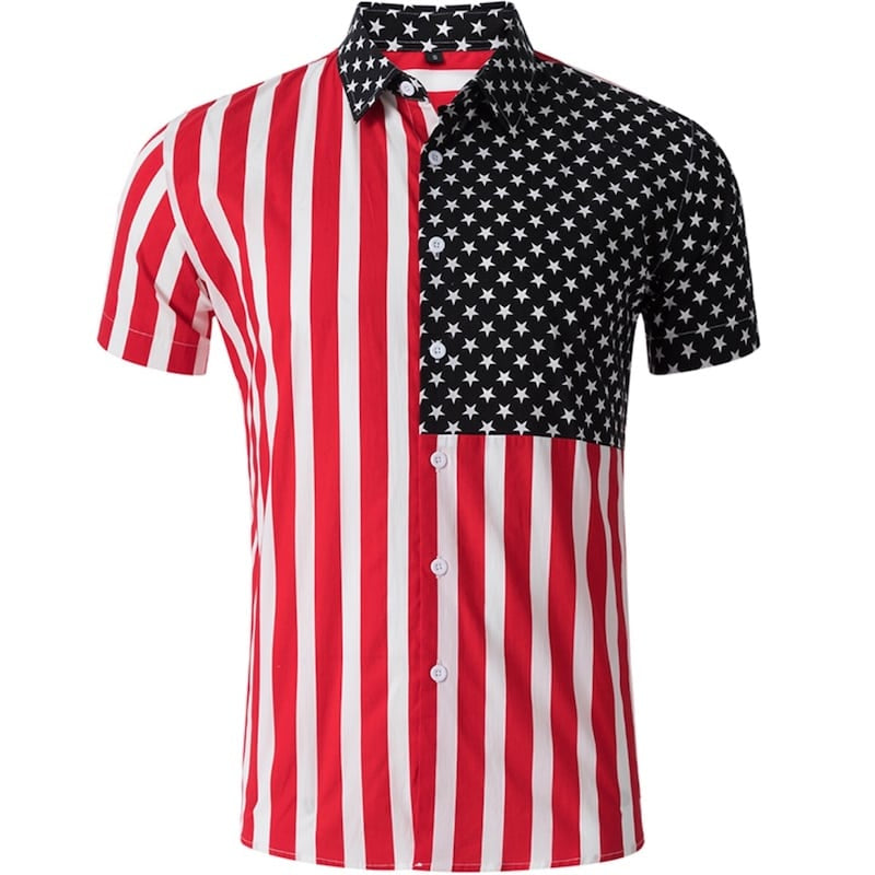 American flag shirt.