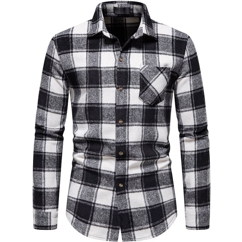 Black and white plaid shirt.
