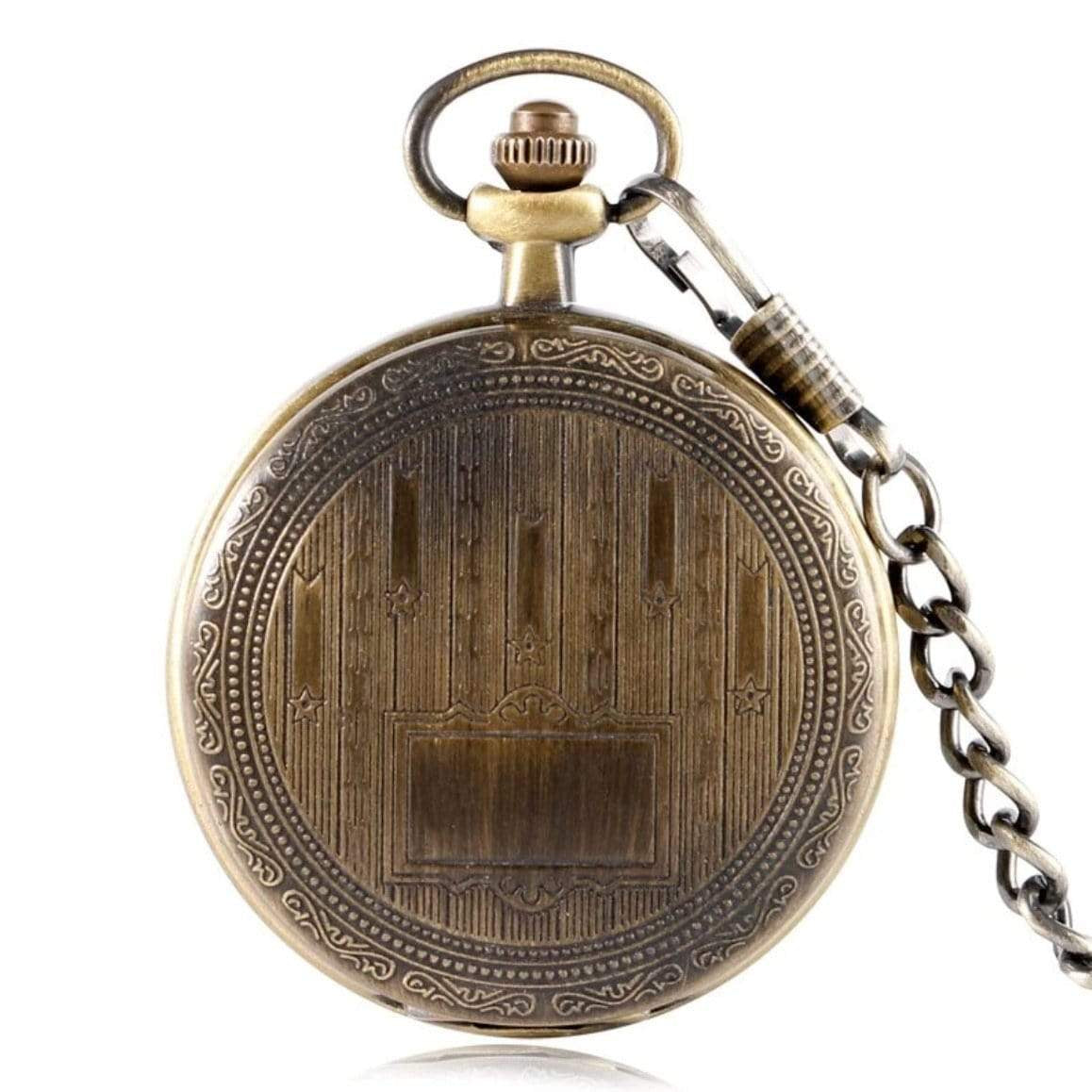 Antique gold pocket watch with chain.