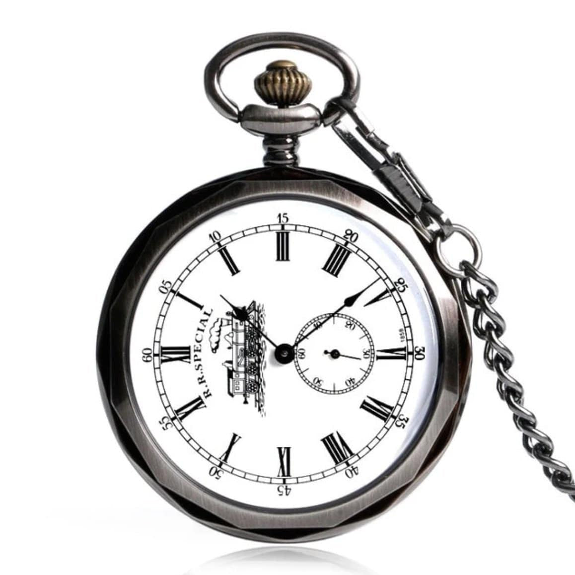 Pocket watch with chain.